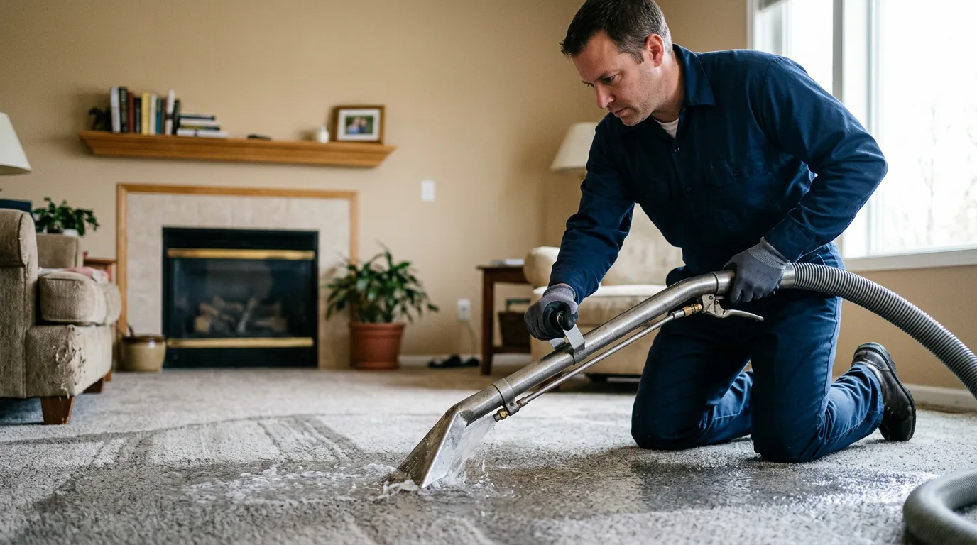 Water damage restoration technician working near Hoopeston, IL